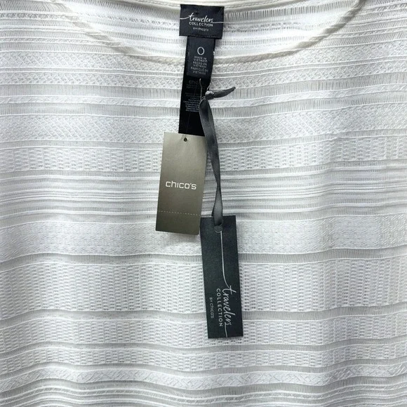 Chico's White Fringe Top  Bathing Suit Cover-up Cap‎ Sleeve Size 0 Small/4 NEW - Picture 6 of 15